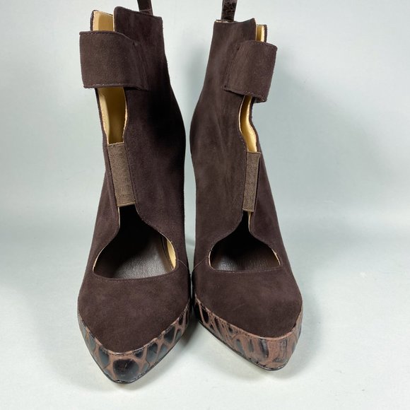 ASK ALICE Suede Snake Skin Cut Out Ankle Bootie - Picture 5 of 8